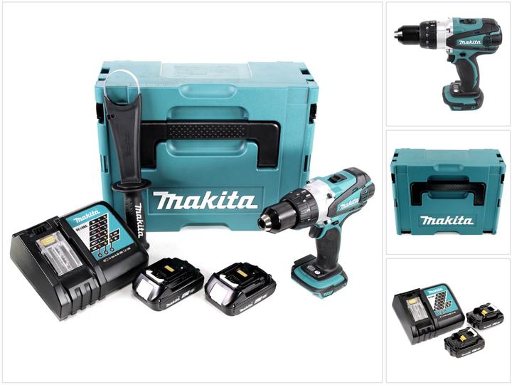 Produktbild Makita DDF 458 RAJ Akku Bohrschrauber 18 V 91 Nm + 2x Akku 2,0 Ah + Ladegerät + Makpac (Akkubetrieb)