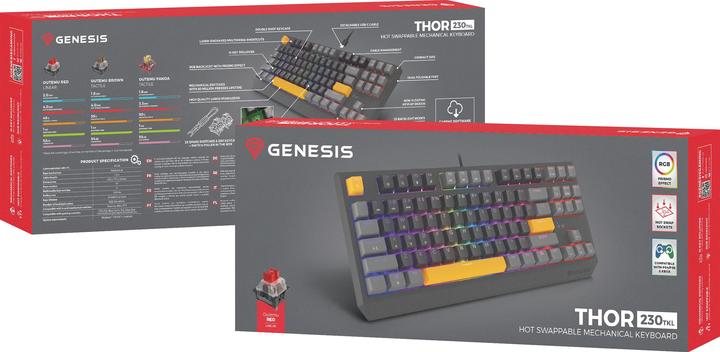 Produktbild Genesis Thor 230 TKL Anchor Gray Positive RGB Outemu Red (US, Kabelgebunden)