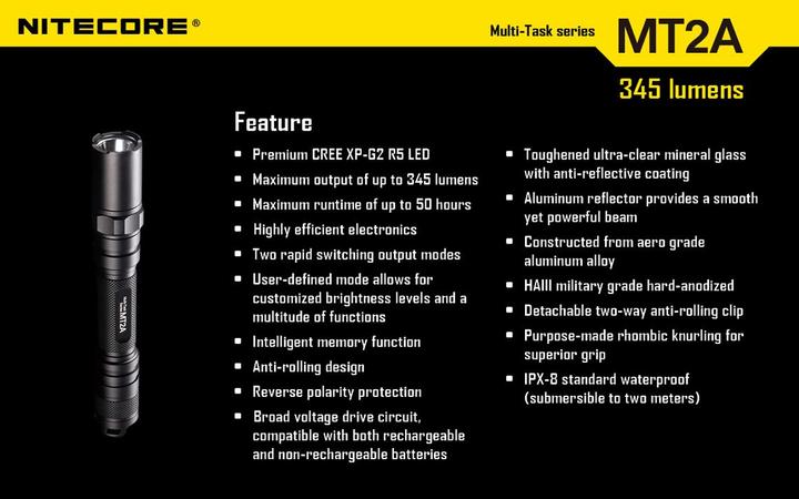 Immagine prodotto Nitecore Mt2a (15.50 cm, 345 lm)