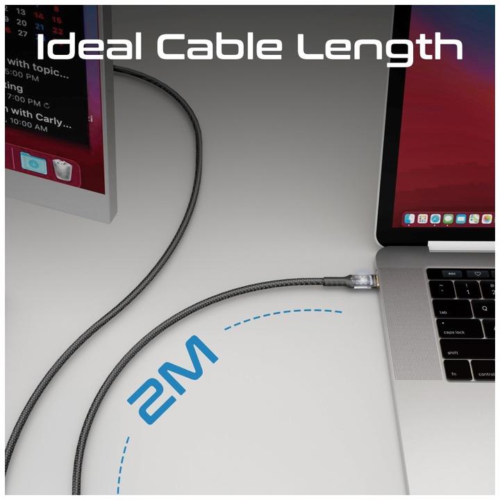 Actual product image ProMate LucidLine-CC200 Black USB-C cable (2 m, USB 2.0, 100 W)