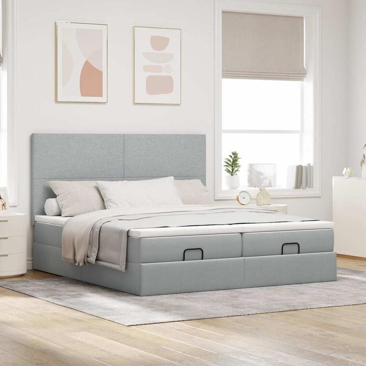 Immagine prodotto VidaXL Letto ottomano con materassi Tessuto grigio chiaro 160x200 cm (160 x 200 cm)