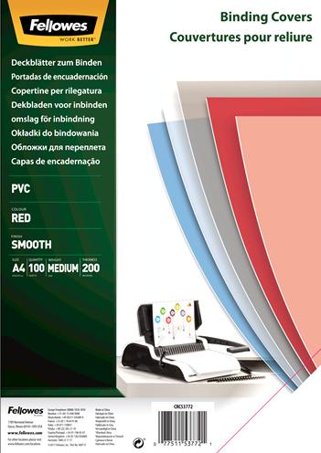 Actual product image Fellowes PVC cover sheet, red-transparent
