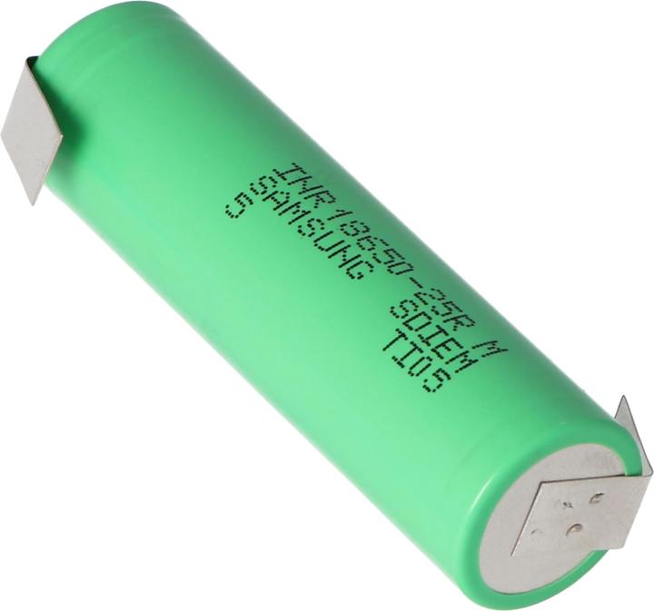 Actual product image Samsung Battery INR18650 25R unprotected with solder tag Z (1 pcs., 18650, 2500 mAh)