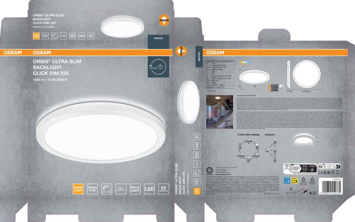 Actual product image Osram ORBIS ULTRA SLIM CLICK DIM Click-Dim 235mm White15W (1100 lm)