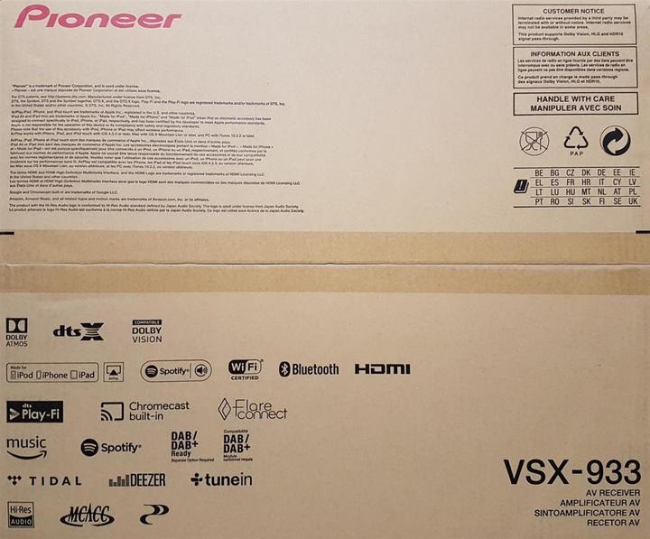 Image du produit Pioneer Vsx-933 (7.2 canaux, AM, FM)