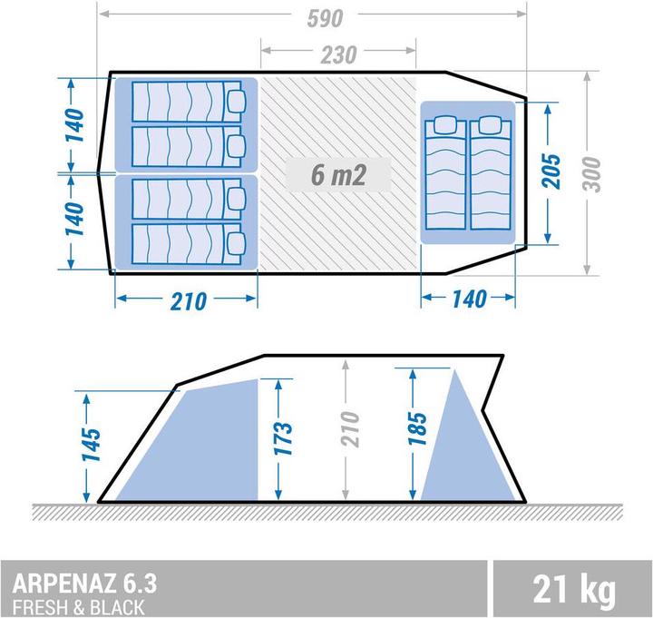 Immagine prodotto Quechua Arpenaz Family 6 3 FB (20 kg, 6 persone)