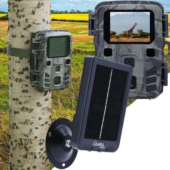 Produktbild Casativo Kompakte Full-HD-Wildkamera mit Bewegungssensor und Nachtsicht inkl. Akku Solarpanel