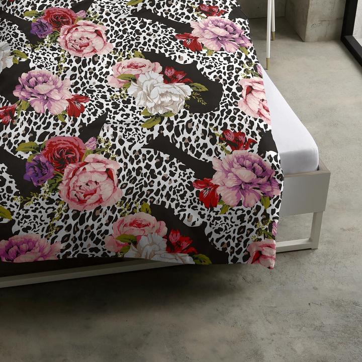 Produktbild Casatex Satin Bettwäsche Neldy schwarz-rose (Bettwäsche Set, 135x200 cm + 80x80 cm)