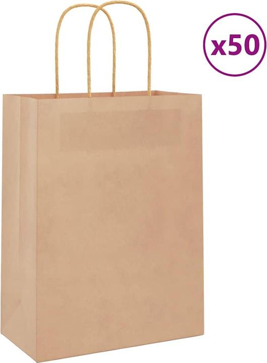 Image du produit VidaXL Sacs en papier kraft 50 pcs. avec anse Marron 22x11x28 cm Sac en papier (Pochette cadeau, 50 x)