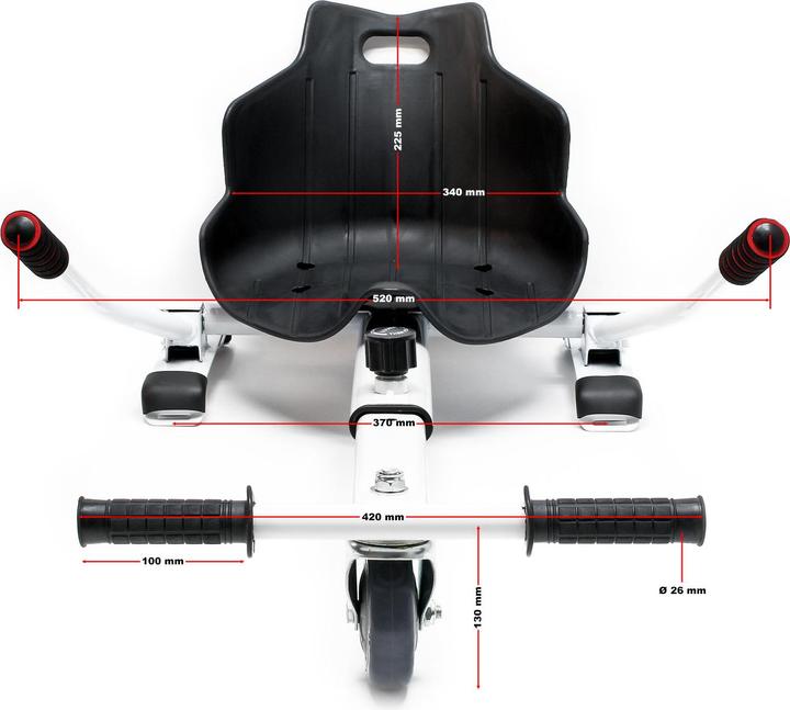 Immagine prodotto Wiltec Sedile scooter rosso regolabile per kart 120kg compatibile con hoverboard