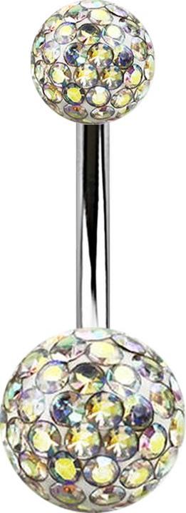 Produktbild Star Piercing Banane silber mit zwei Kristall Kugeln multicolor Epoxy Schutzschicht (Chirurgenstahl 316L, ohne Messing)