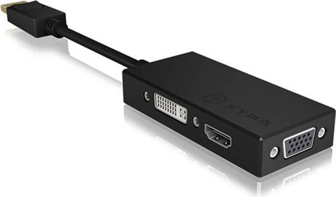 Produktbild Icy Box 3-in-1 DisplayPort zu HDMI/ DVI-D / VGA Grafikadapter (HDMI, DVI, VGA, 8.70 cm)