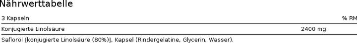 Nährwerte und Zutaten PhD Nutrition Cla (90 Stück, Kapseln, 90 g)