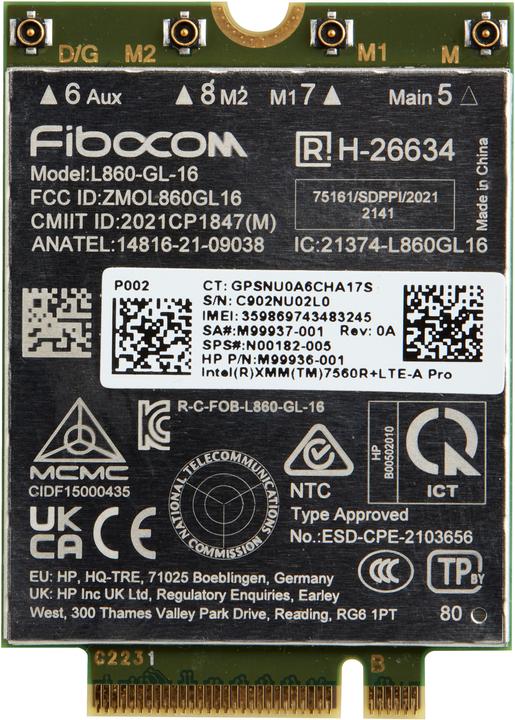 Actual product image HP Lte Ap Wwan (M.2 A Key)