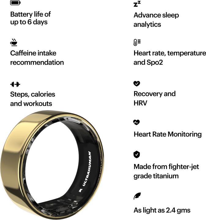 Immagine prodotto Ultrahuman Anello Air- Taglia 13- Air Gold (13, Oro bionico)