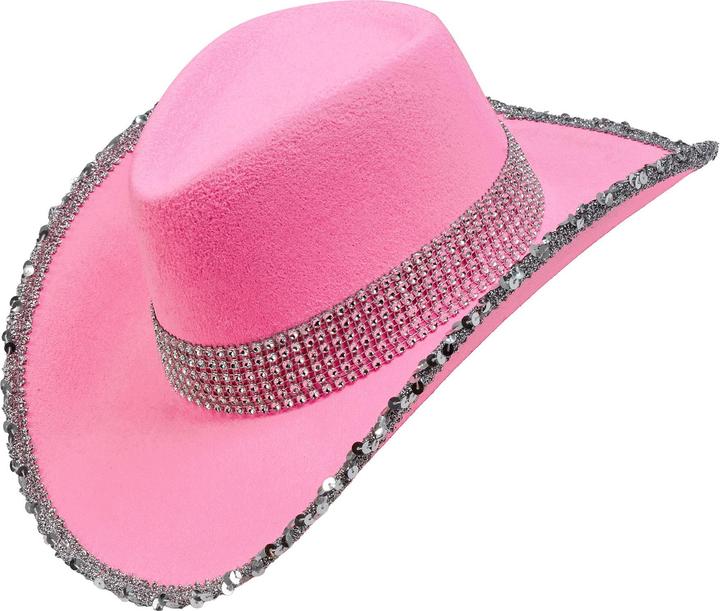 Actual product image Widmann Cowboy hat pink with rhinestone decoration