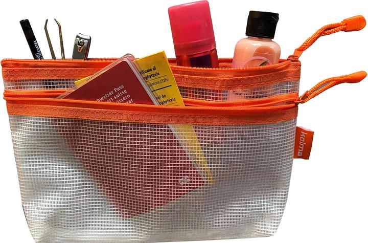 Actual product image Kolma Mesh Bag Double zip bag 25 x 16 cm orange (Document & Wallet, Manicure set)