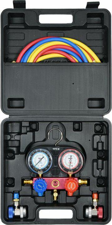 Immagine prodotto Yato Set di manometri professionali per condizionatori d'aria 6 TLG, manometro a 2 vie per R134a