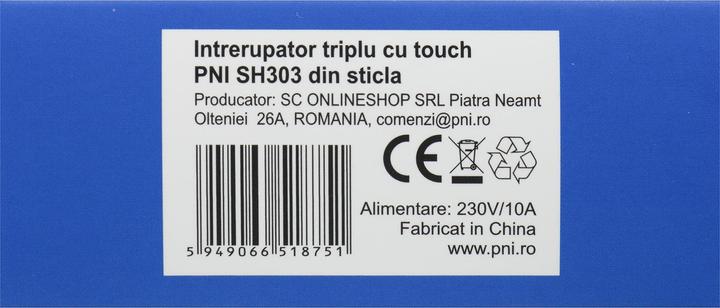 Produktbild PNI Dreifachschalter mit Touch SH303 aus Glas, weiss mit LED-Anzeige