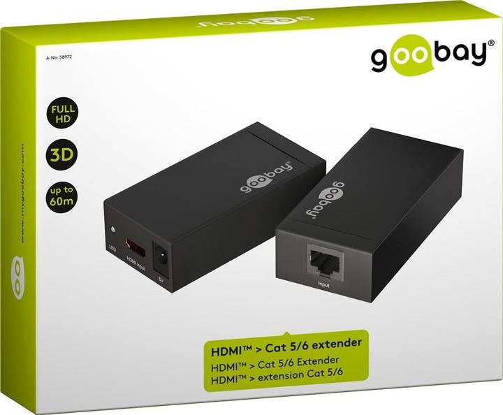 Image du produit Goobay Prolongateur HDMI/CAT 5/6 (Rallonge CAT)