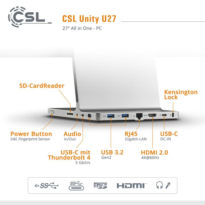 Produktbild CSL All-in-One-PC Unity U27 (Intel Core i5-1235U, 64 GB, 2000 GB, Intel Iris Graphics)