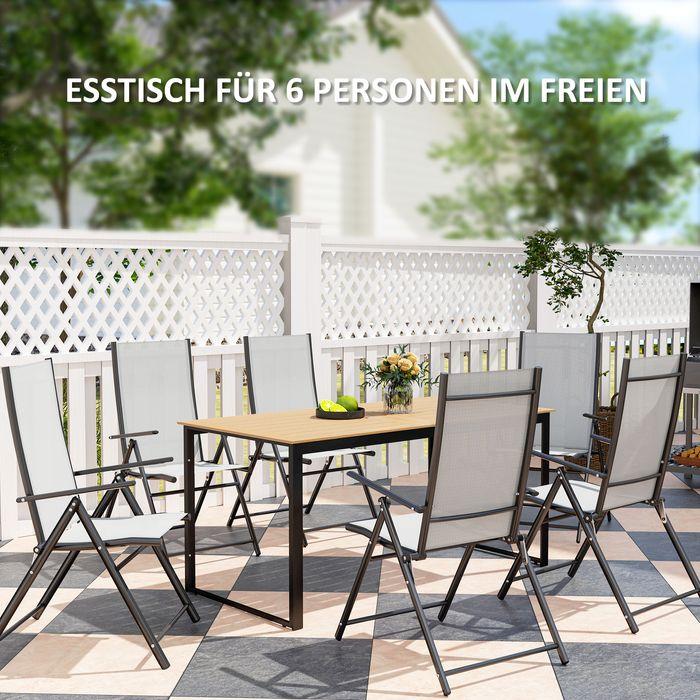 Image du produit Swisshandel24 Gartentisch für 6 Personen 160x80 cm Holzoptik Lamellendesign, Teak (80 cm)