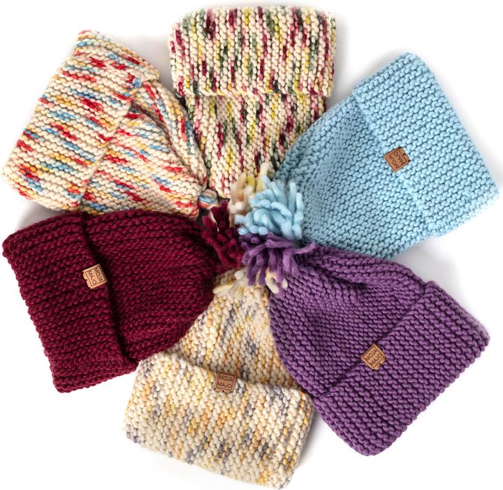 Image du produit Moja Majo Bonnet de laine enfant Rose One Size, bleu chiné