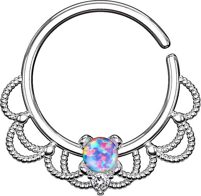 Image du produit Star Piercing Anneau septum argent filigrane avec opale violette (Laiton)