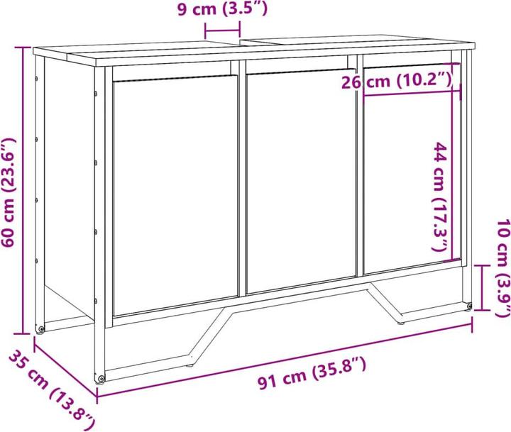 Image du produit VidaXL Waschbeckenunterschrank (91 x 35 x 60 cm)