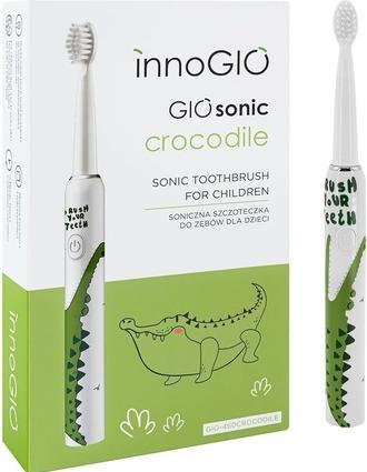 Innogio GIOsonic Krokodil Elektrische Kinderzahnbürste Isolierter, wiederaufladbarer USB-Silikongriff (Schallzahnbürste)