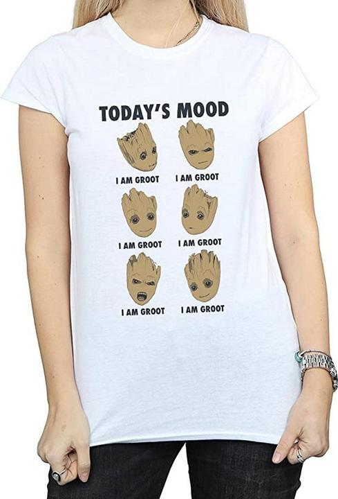 Actual product image Guardians of the Galaxy Womens/Ladies Today's Mood Baby Groot Cotton Boyfriend T-Shirt (S)