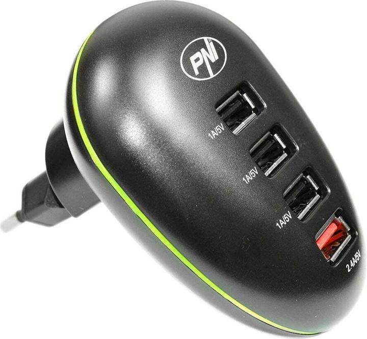 Actual product image PNI USB charger 4-port, for smartphones, tablets and cameras