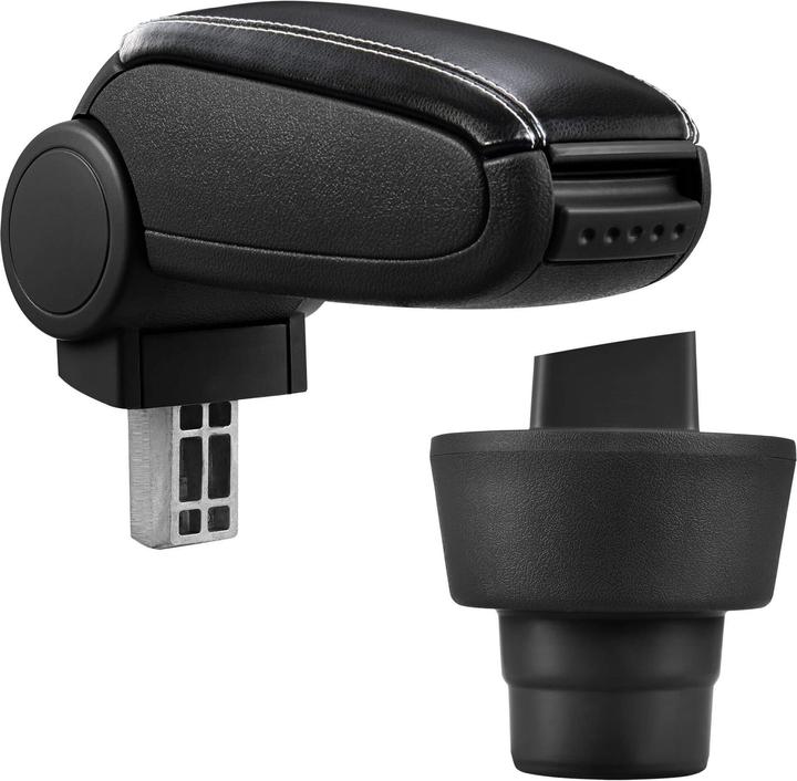Actual product image Pro-Tec Centre armrest BMW Mini R50 R53 storage compartment imitation leather black white stitching