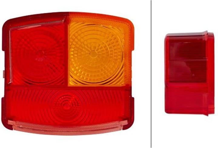 Actual product image Hella 2 light discs rear light left halogen for DAF DEUTZ-FAHR JOHN DEERE (R10W)