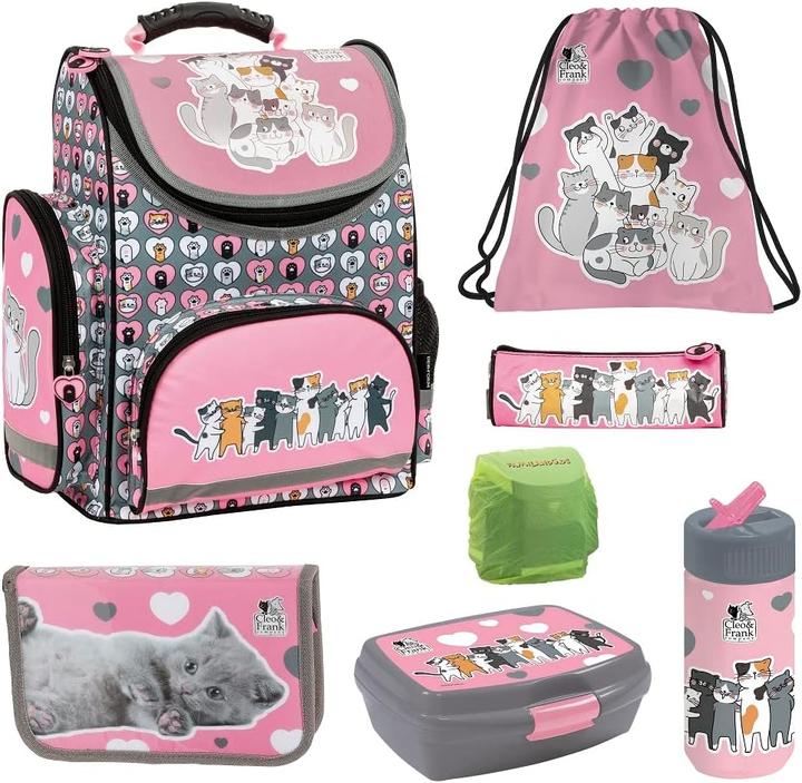 Familando 7-teiliges Schulranzen-Set Sweet Kitty (18 l)