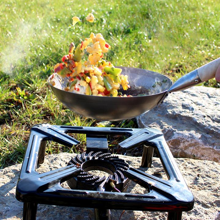 Produktbild Paella World International Hockerkocher-Set (gross) mit Stahl-Wok Ø 30 cm - ohne Zündsicherung