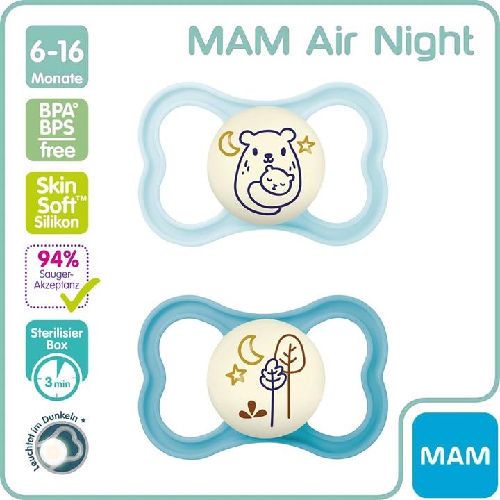Actual product image MAM Air Night silicone dummy, 2 pieces, 6-16 months (2 x, 6 - 16 M.)
