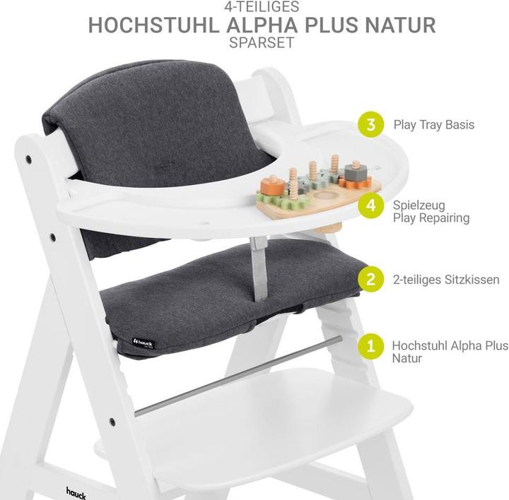 Produktbild Hauck Hochstühle Hochstuhl Alpha Plus White im Sparset - inkl. (Hochstuhl)