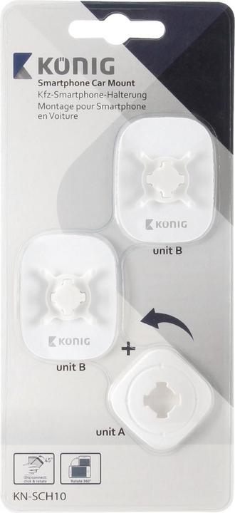 Immagine prodotto König Konig Supporto da auto per smartphone, ruotabile a 360 gradi, bianco