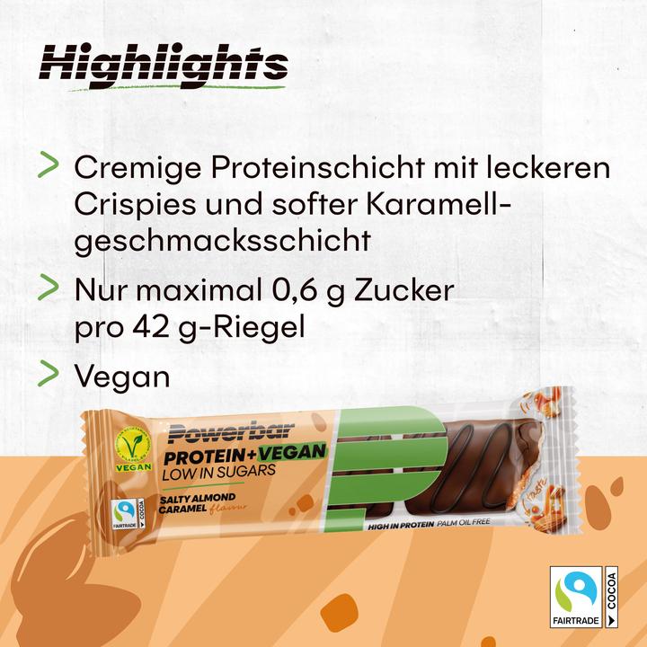 Image du produit Powerbar Protein Plus Low Sugar Vegan (Amande salée, Caramel, 12 pcs, 504 g)
