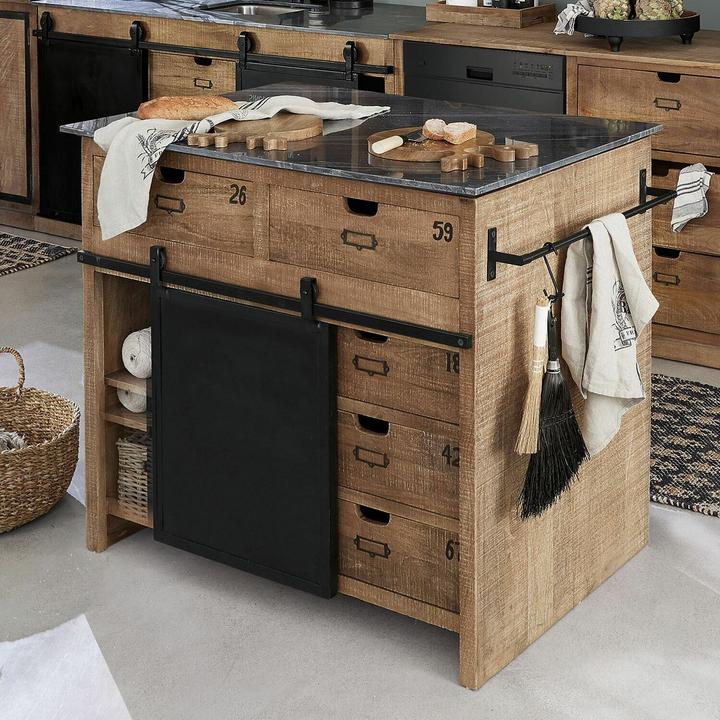 Produktbild Loberon Küchenblock Oakland braun/antikschwarz (110 x 75 x 97 cm)