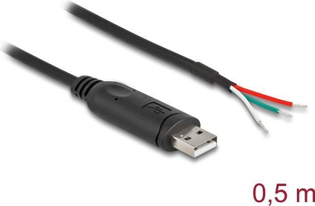 Actual product image Delock Adapter cable USB 2.0 Type-A to serial RS-485 3 x open (0.50 m)