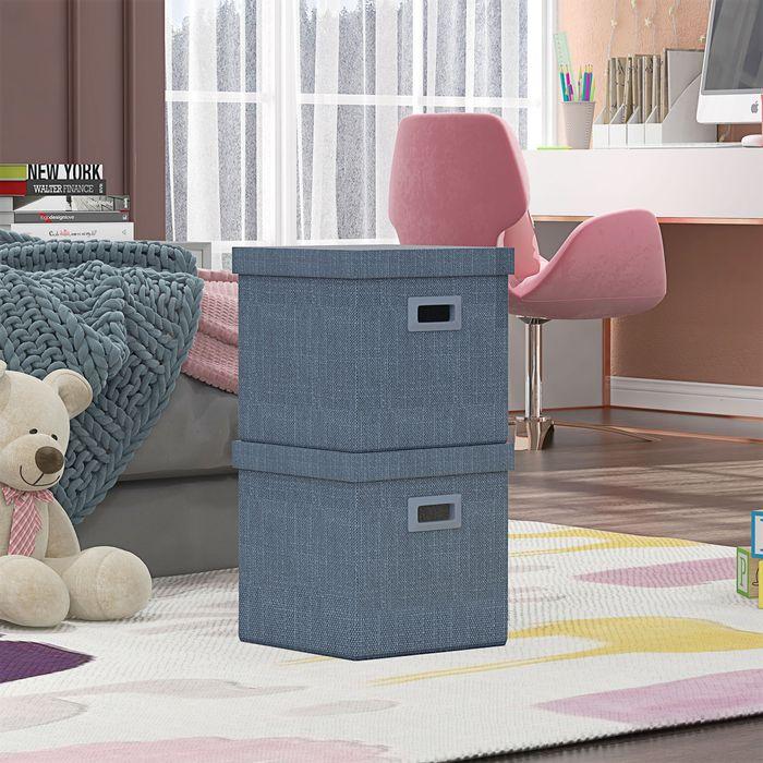 Image du produit Swisshandel24 Aufbewahrungsbox 2er-Set Stapelbare Aufbewahrungswürfel für Wohnzimmer, Blau (30 x 30 x 29 cm, 26 l)