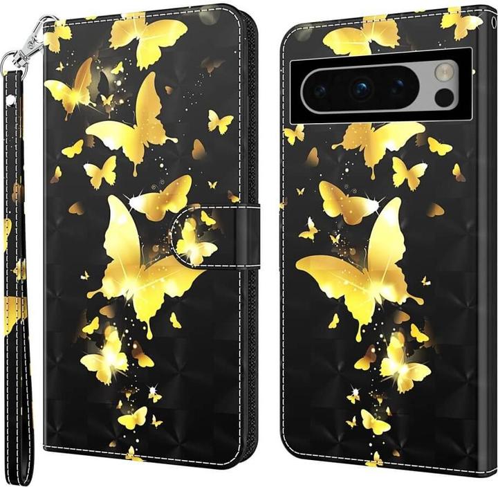 Produktbild Cover-Discount Google Pixel 8 Pro - Etui Glitzer Effekt Schmetterling gold (Google Pixel 8 Pro)