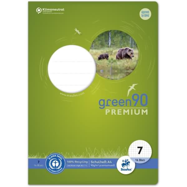 Immagine prodotto Staufen Quaderno verde a righe 7 a scacchiera DIN A4 senza margini, 16 fogli (A4, Quadretti, Copertina rigida)