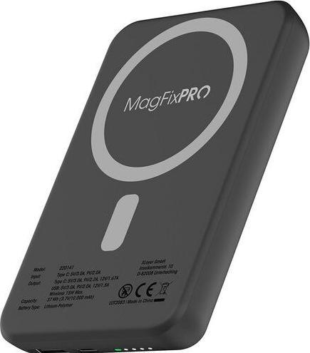 Produktbild Xlayer Magfix Pro Kabelloses Schnellladegerät Powerbank mit Stand 10.000mAh 20W Schwarz (10000 mAh, 20 W, 37 Wh)