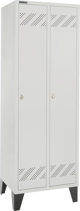 Schäfer Shop Garderobenspind, 2 Abteile, m. Drehriegel- o. Zylinderschloss, m. Fuss o. Sockel (63 cm, 185 cm)