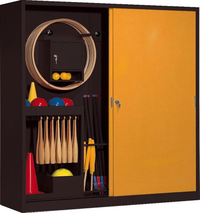 Produktbild C+P Sportgeräteschrank (HxBxT: 195x190x60 cm, mit Vollblech-Schiebetüren, Typ 5)