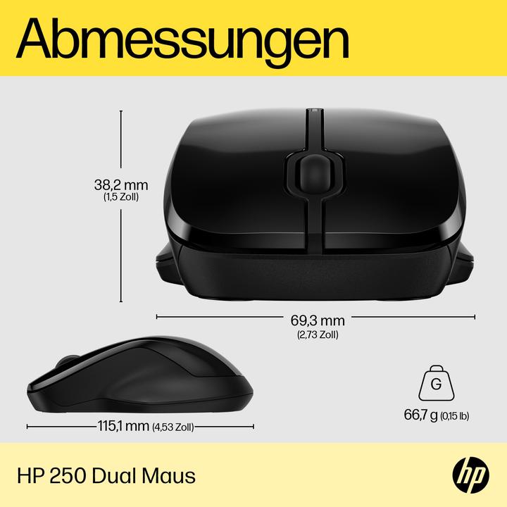 Immagine prodotto HP 250 Mouse senza fili a doppia modalità (P) (Senza fili)