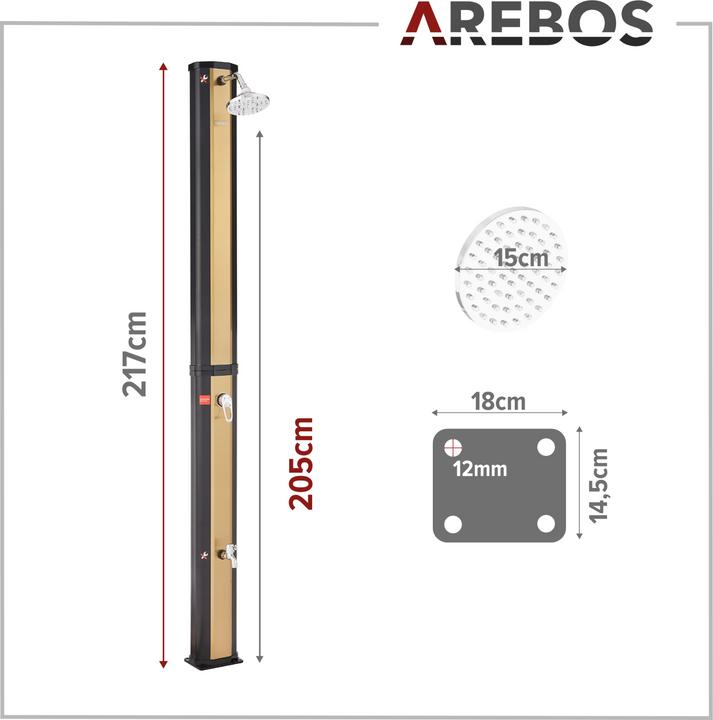 Produktbild Arebos Solardusche + Bodenelement